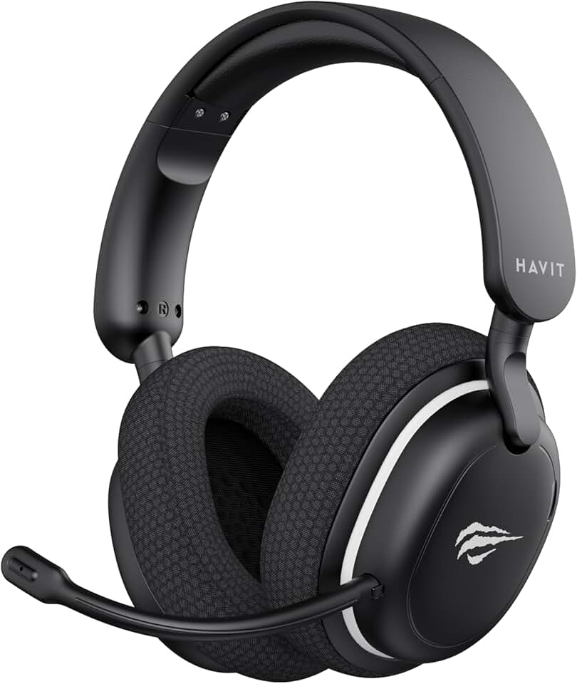 Havit Headset Gamer Fuxi H7SE, Sem Fio 2.4GHz e Bluetooth, Drivers 40mm, Microfone Destacável, 43h de Bateria, Preto, Compatível com PC, PS4, PS5, Switch