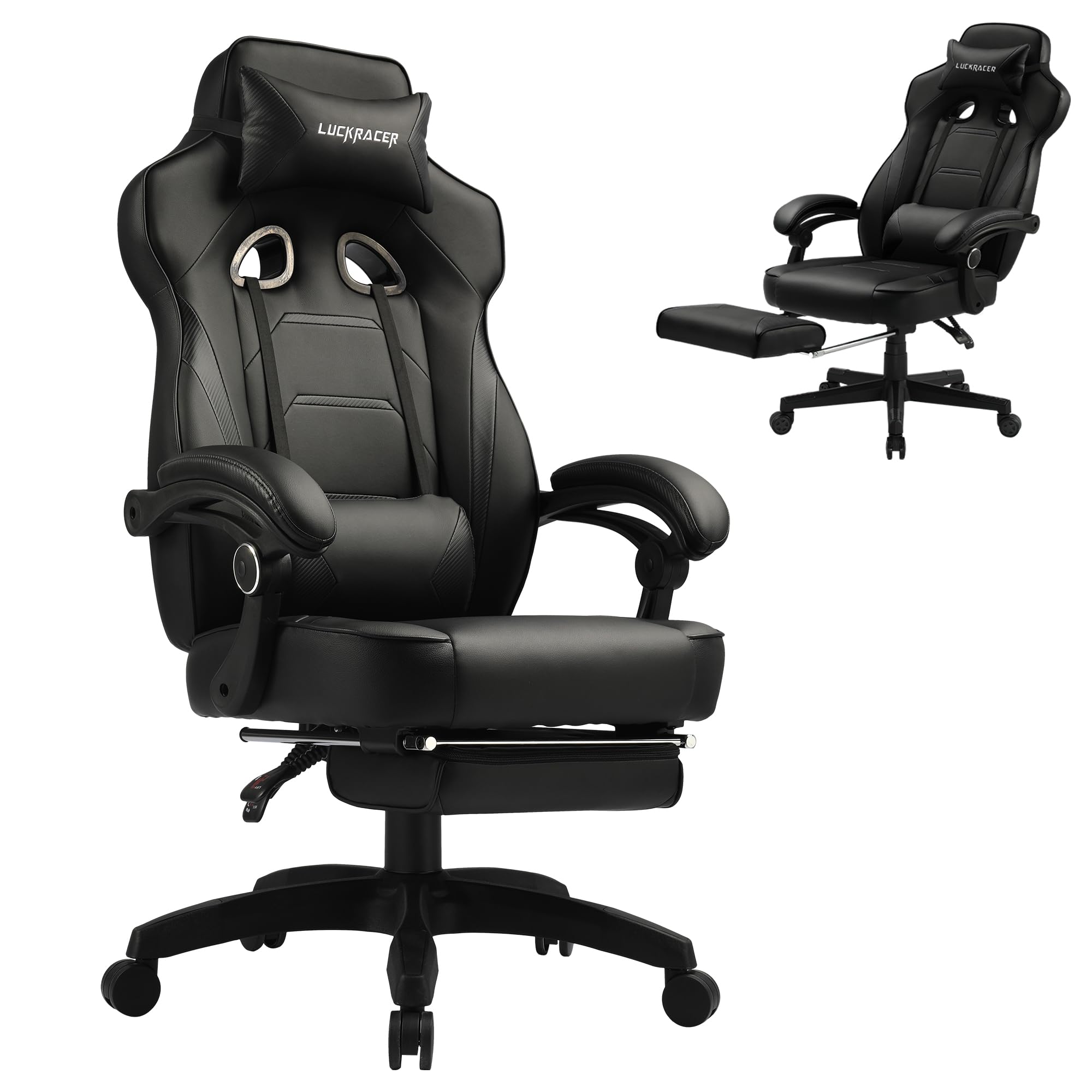 LUCKRACER Gaming Chair, Video Game Chairs Gaming Computer Chair with Footrest 350Lb Heavy Duty Gaming Chair Ergonomic Office Chair Lumbar Support for