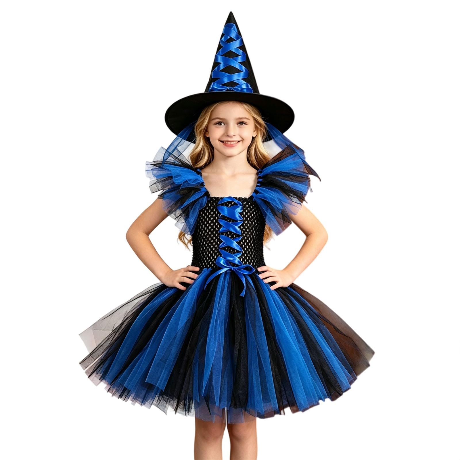 Witch Costume Halloween Gothic Dress with Wizard Hat Cosplay Party Outfit