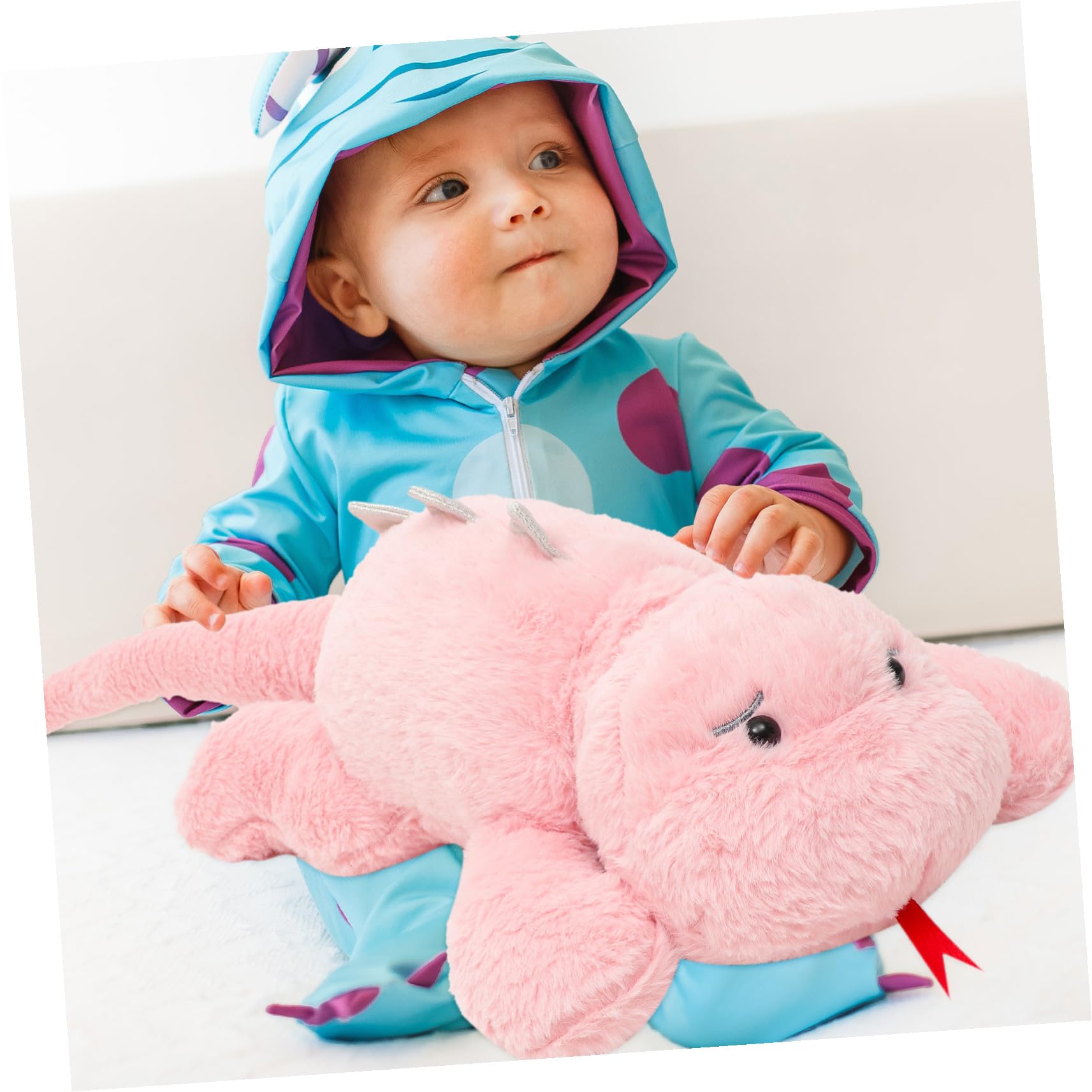 Dinosaurio de Peluche Rosa Flexible, 1 Pieza, Felpa y PP