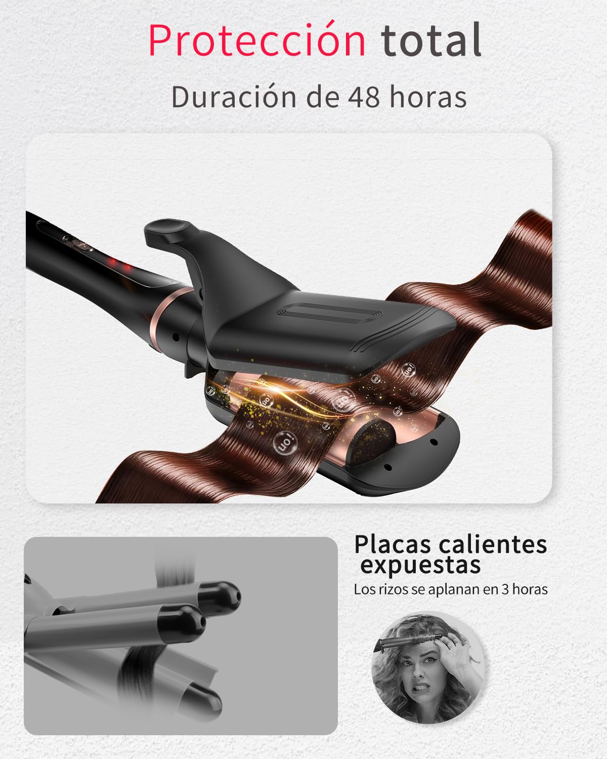 Rizador de Pelo 5 en 1, Set de Varilla para Rizar con Crimper Waver para Pelo y 4 Barriles Cerámicos Intercambiables (0.35"-1.25'') Calentamiento Rápido Doble Voltaje Rizador de Pelo Regalos