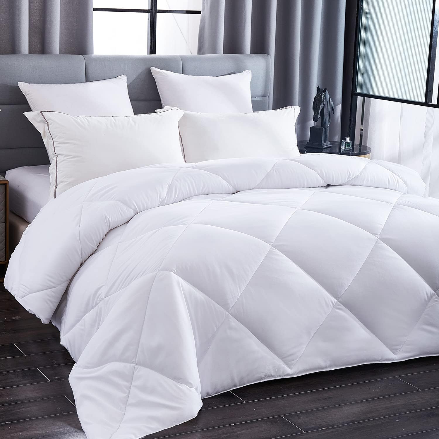Gehannah All Season Comforter Twin White Down Alternative Quilted Comforter Comfortable Sleep Bedding Comforters Winter Warmth Breathable 68x 86 inches