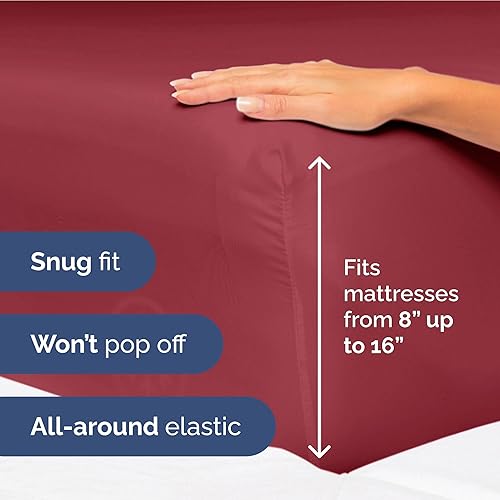 Vista 465 de Juego de sábanas de 4 piezas tamaño king, extrasuaves, transpirables y refrescantes con esquinas profundas, sábanas de fácil ajuste y sin arrugas