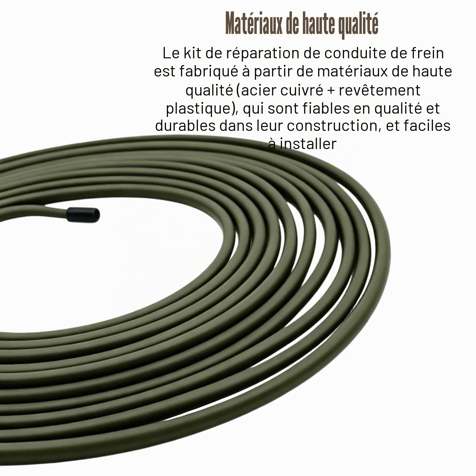 2 Pièces 5m Tuyau de Frein Ø 4,75 mm, Kit de Conduite Générale de Frein de Rechange avec 20 Raccords Et 10 Connecteurs, 3/16" Conduite Générale de Frein pour Voitures et Motos, Vert Militaire