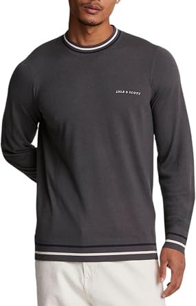 Lyle & Scott Mens Embroidered Crew Neck Sweater S Gunmetal