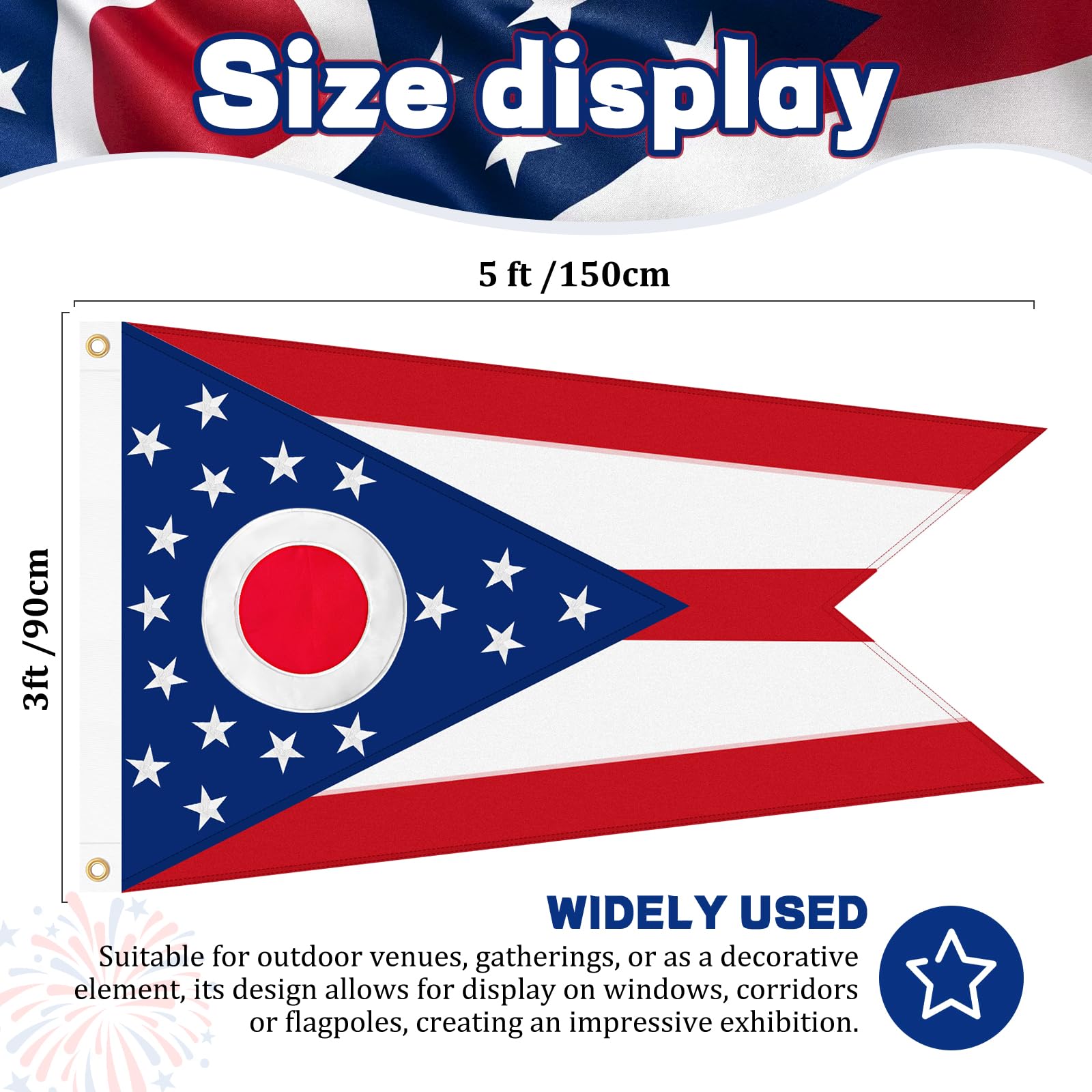 Amazon.com : Ohio Flag 3x5 FT Outdoor, Double Sided Heavy Duty