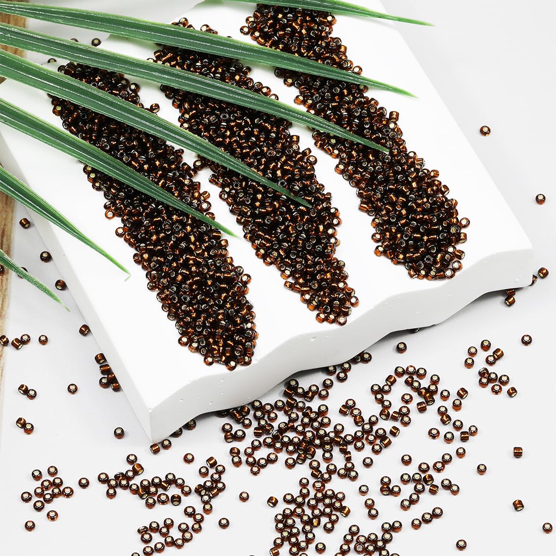 Bulk Seed Beads 110 Grams About 9800pcs, 2mm 12/0 Brown Glass Craft for Making Earrings Bracelets, Pendants - Image 2