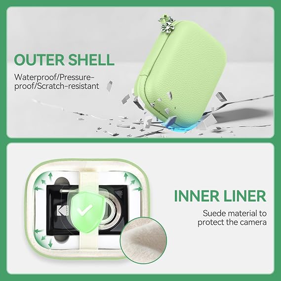 Veki Digital Camera Case for Kodak PIXPRO FZ45/FZ55/C1, Compact Camera Bag for Accessories SD Card, Travel Carrying Storage Pouch for Sony/Casio/Canon IXUS/Panasonic/IXNAIQY/EJXHKNF/QIVORO(Green)