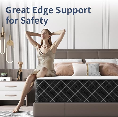 Miniatura 4 de Colchón doble híbrido de 12 pulgadas tamaño matrimonial con espuma transpirable y resortes individuales de bolsillo individual, colchones de espuma