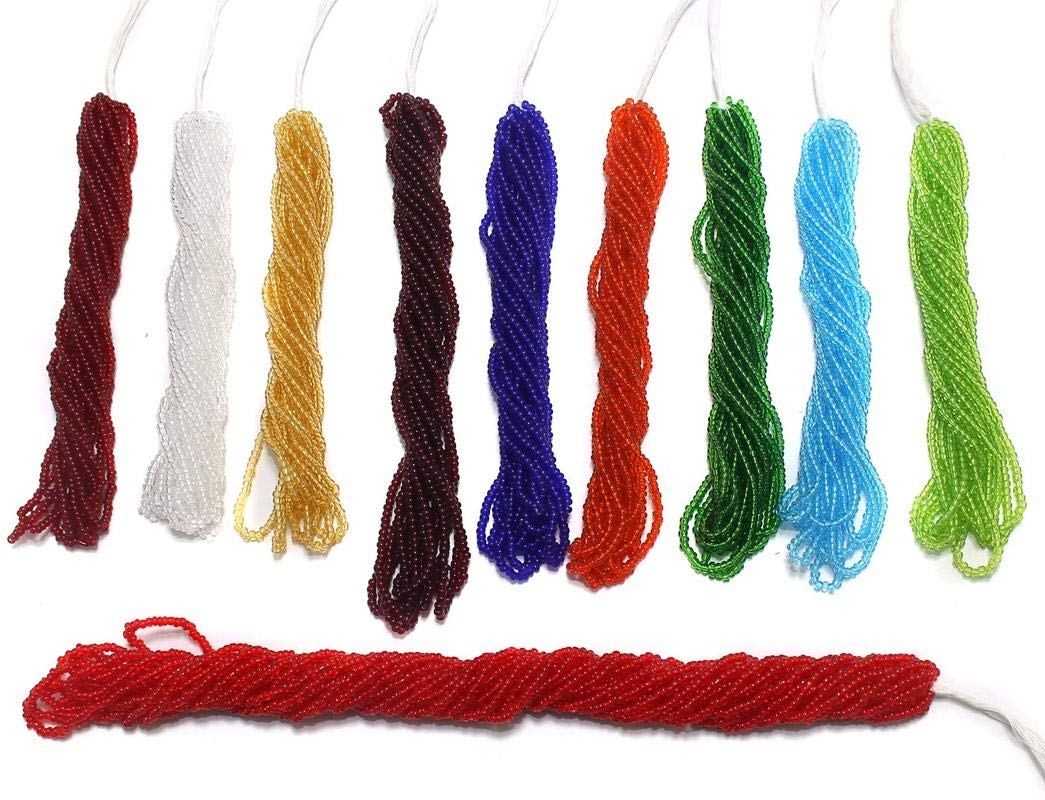 Beadsnfashion 10 Bunch of Preciosa Seed Bead Multicolour Strings 11/0 Trans Combo