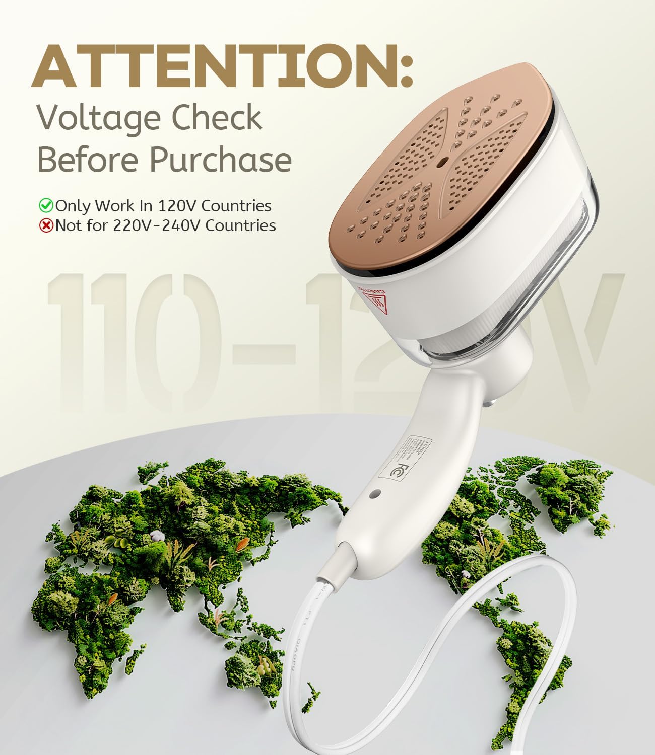 Portable Travel Steamer for Clothes, 2-in-1 Steamer & Iron for Clothes, Handheld Rotatable Garment Steam Iron, 1100W 10S Fast Heat Up for Wrinkle Remover for Dress Shirts for Home 110-120V