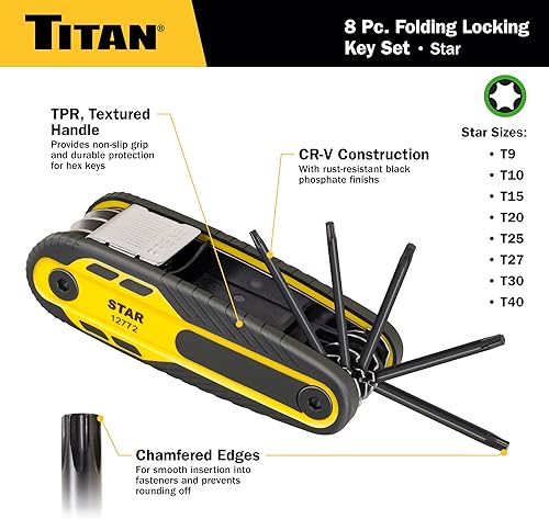 Miniatura 3 de Titan 12772 Juego de llaves de estrella plegables de 8 piezas