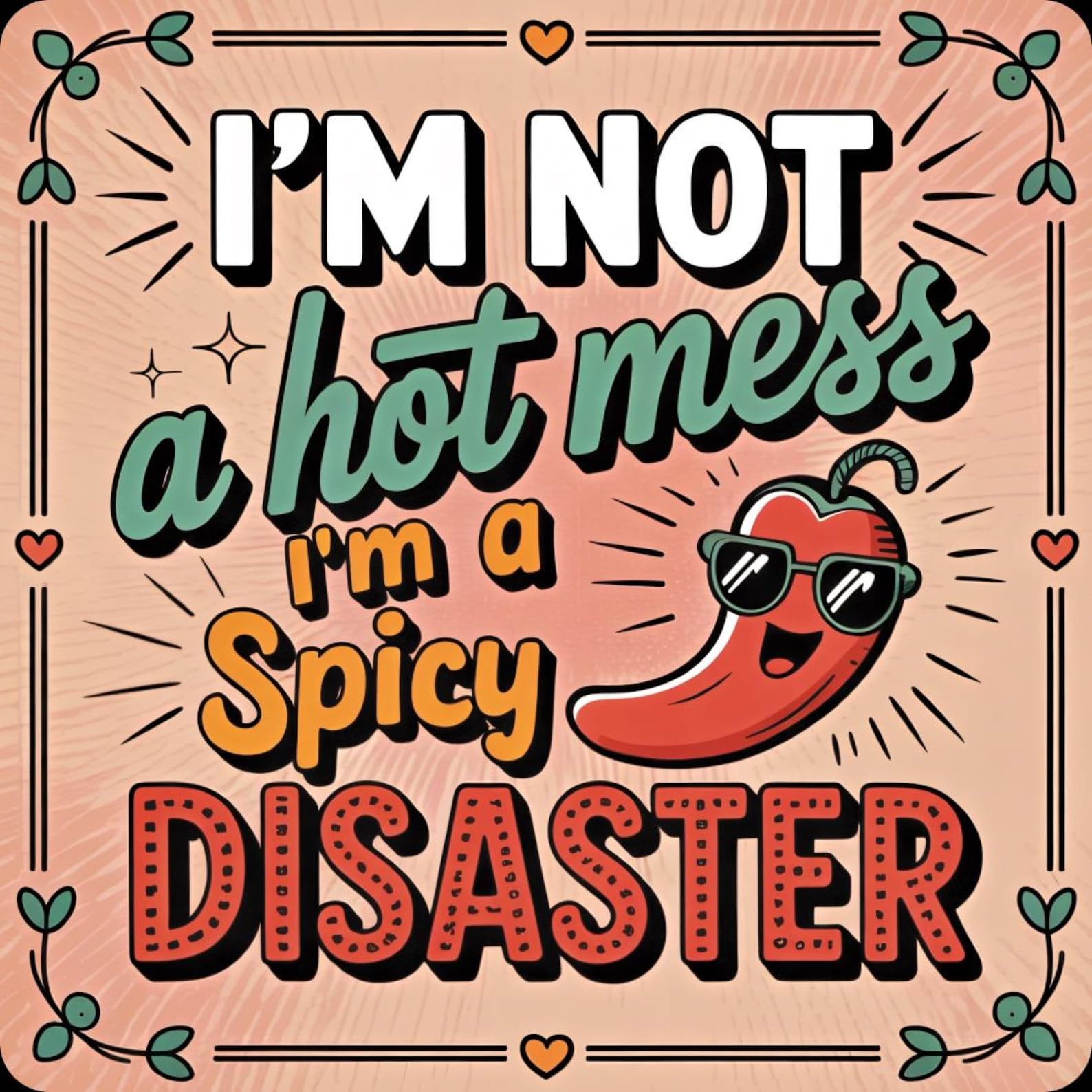 Half A Donkey Multicolor I'm Not A Hot Mess Funny/Sarcastic Coaster