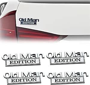 Autocollant Métal "Old Man Edition" - Lot De 2 Emblèmes 3D 10x3,3 Cm, Autocollant Double Face, Pour Voiture, Moto, Outillage