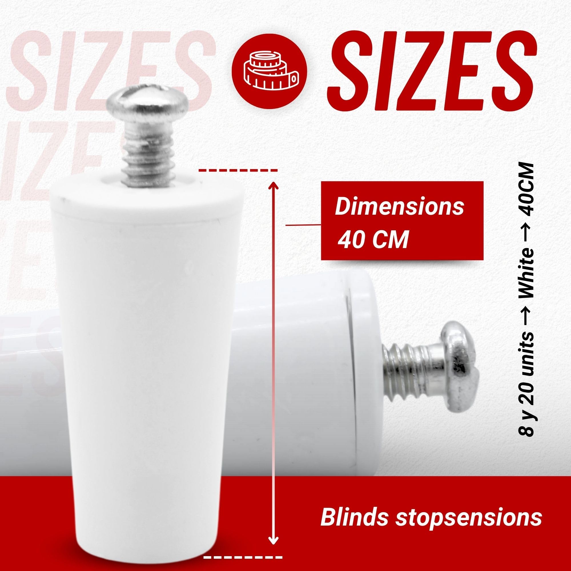 DOJA Barcelona Roller Shutter Stopper, Pack 20, White PVC 40mm - Image 4
