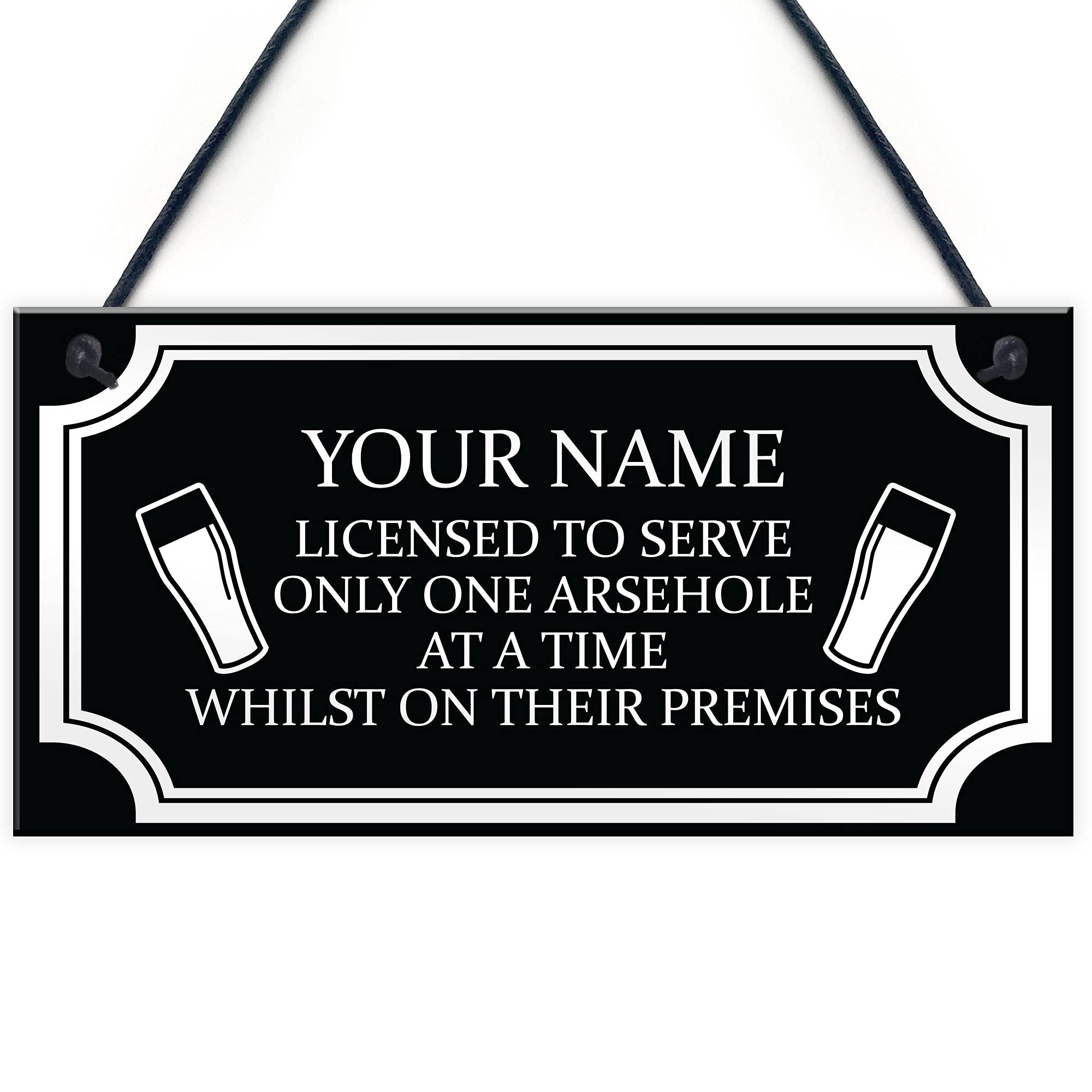 Funny RUDE Home Bar Sign Personalised Bar Man Cave Pub Alcohol Gift