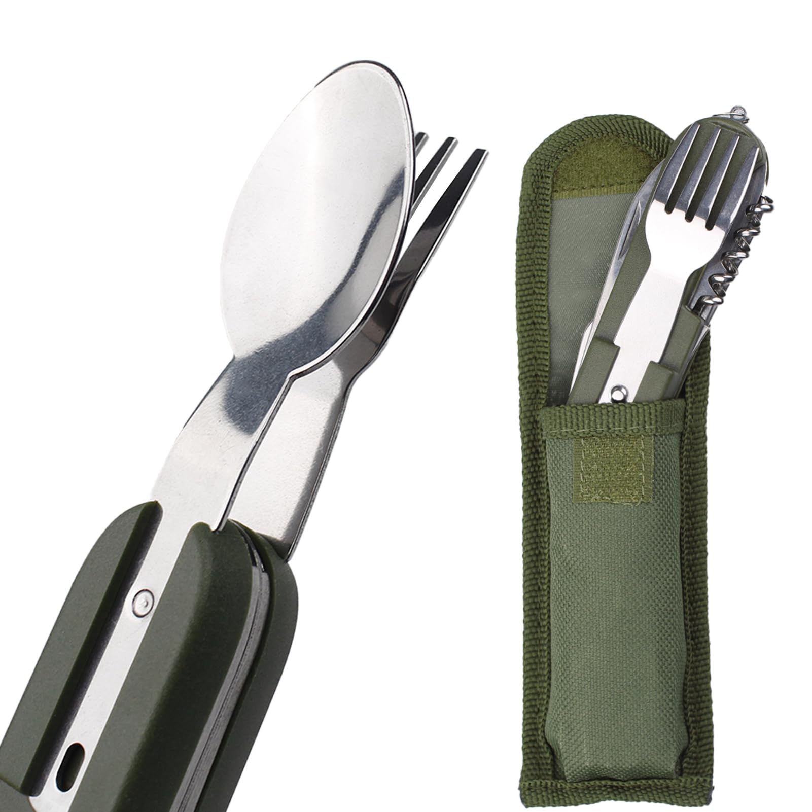 Set di posate da campeggio 6 in 1 posate pieghevoli in acciaio inox posate da ca