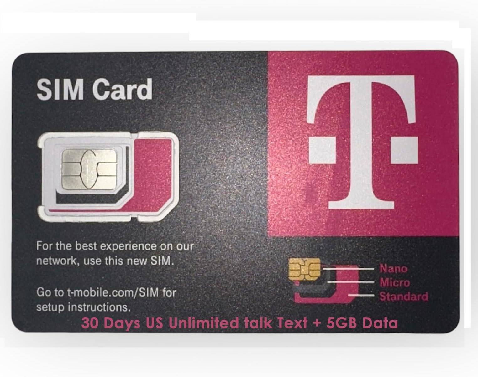 T-Mobile $15 Connect Phone Plan with 5GB 5G-4G LTE Data + Unlimited Talk & Text for 30 Days (3-in-1 SIM Card)/eSIM (30 Days) (30 Days)