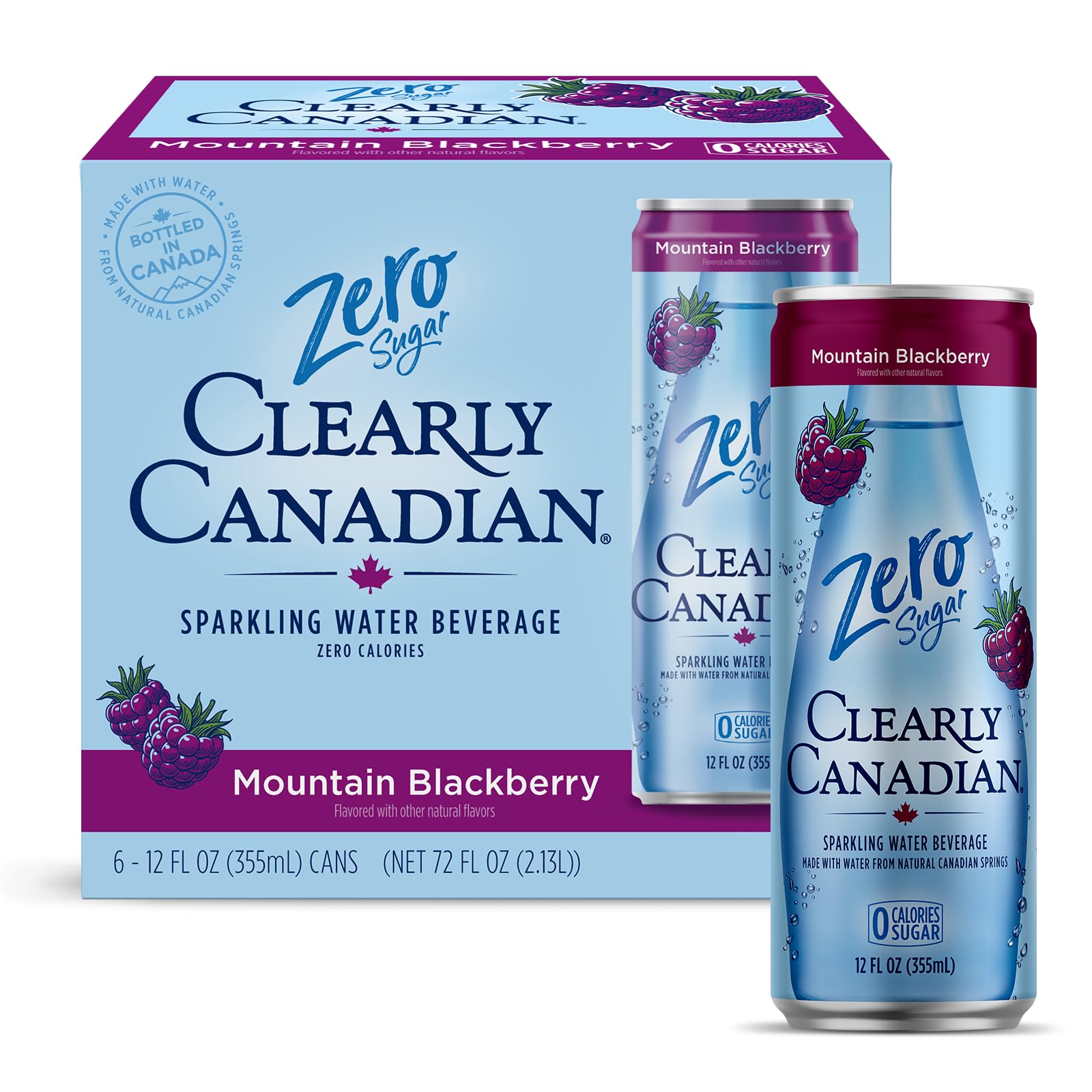 Clearly Canadian Zero Sugar Mountain Blackberry 6-Pack Cans