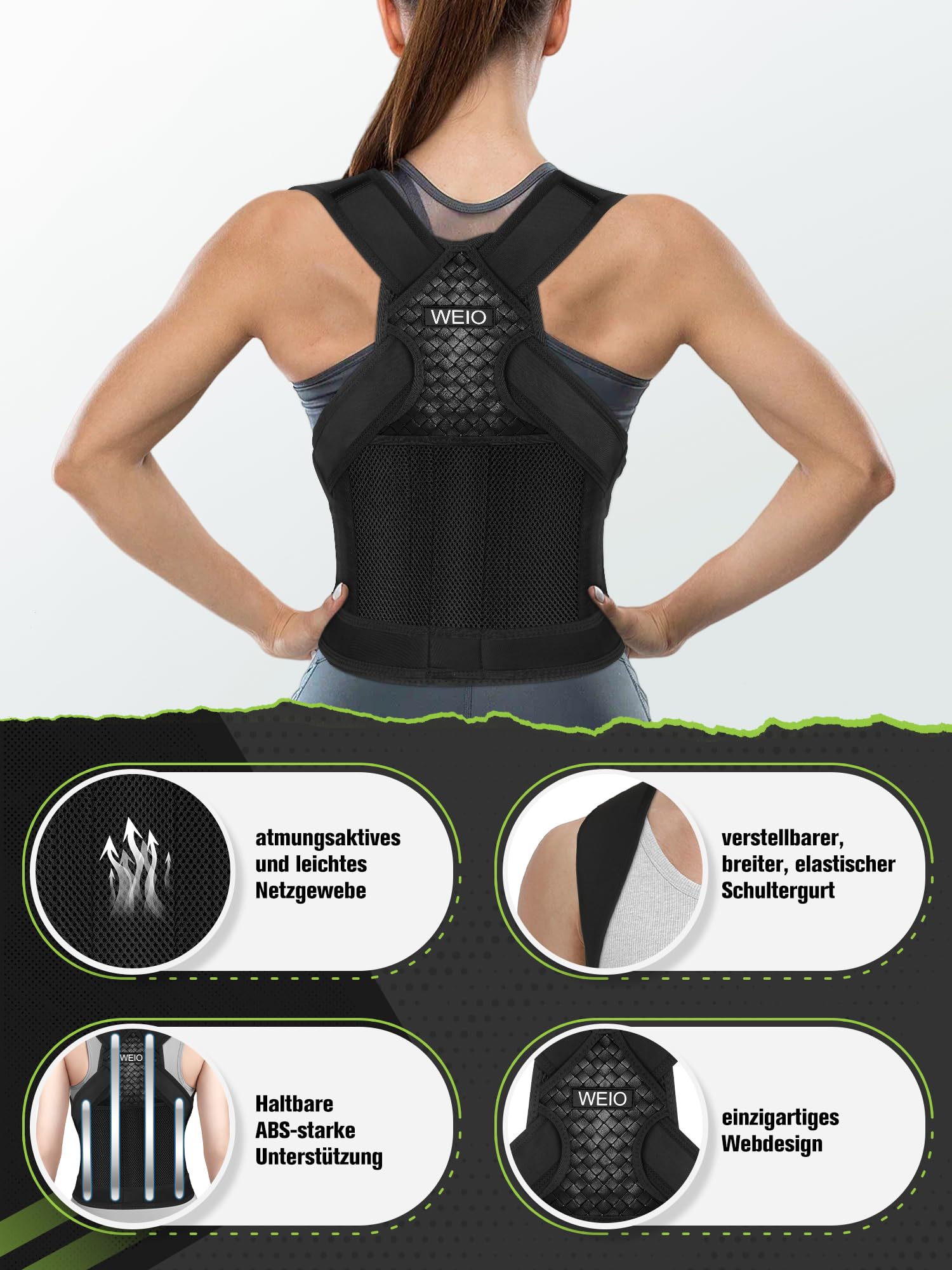 Rücken Geradehalter Rückenstützgürtel Haltungskorrektur Damen: Verstellbare Haltung Korrektur Gurt für Herren - Atmungsaktive Back Support Corrector - Rücken Geradehalter für Schulter Nacken - L