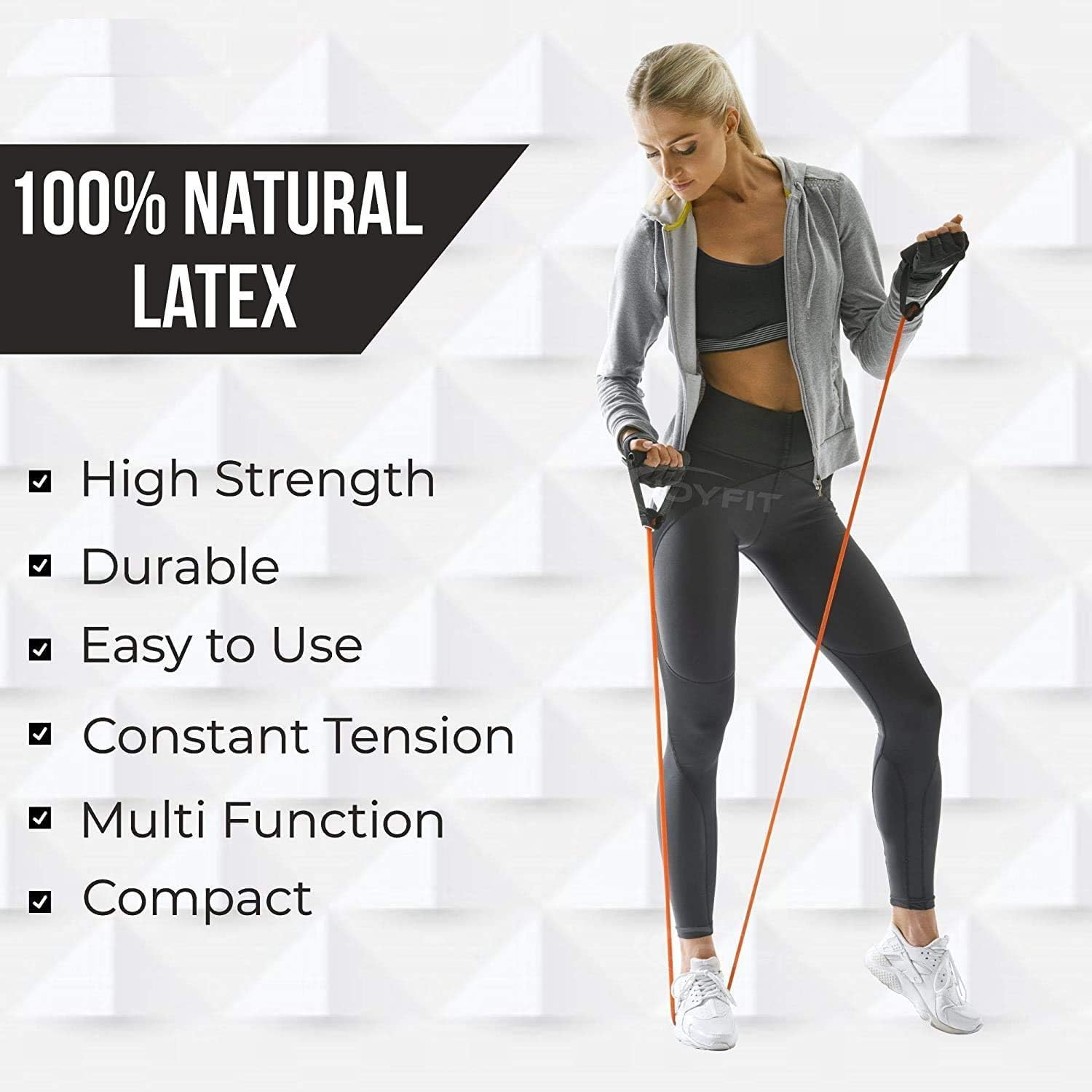 Double Toning Resistance Tube Pull Rope Elastic Rubber Exercise Band for Stretching, Workout, Home Gym and Toning with Heavy Quality D Shaped Handles with Workout Chart