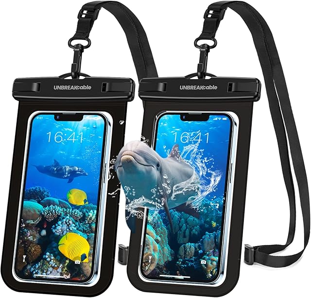 UNBREAKcable Waterproof Phone Pouch 2 Pack - IPX8 Waterproof Phone Case Dry Bag for iPhone 14 Pro 13 13 Pro Max 12 11 XR XS SE 2022/2020, Samsung S22 S22+ S21 FE S10+, Huawei,Up to 7.0 inch- Black