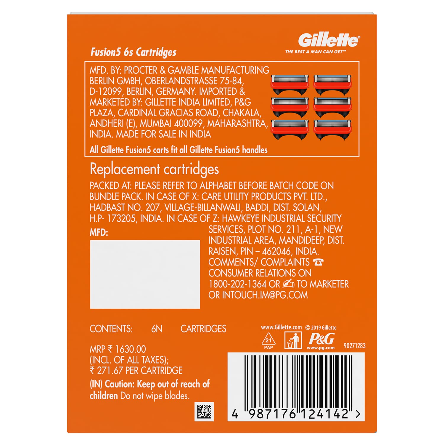 Gillette Fusion 5-Bladed Cartridges (Pack of 6) & Flexball Pro Glide Gift Pack with Flexball Razor (4 Cartridges), Plastic & Metal, Men's, Male, Adult 1