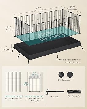 SONGMICS Guinea Pig Cage, Steel Wire Small Animal Enclosure