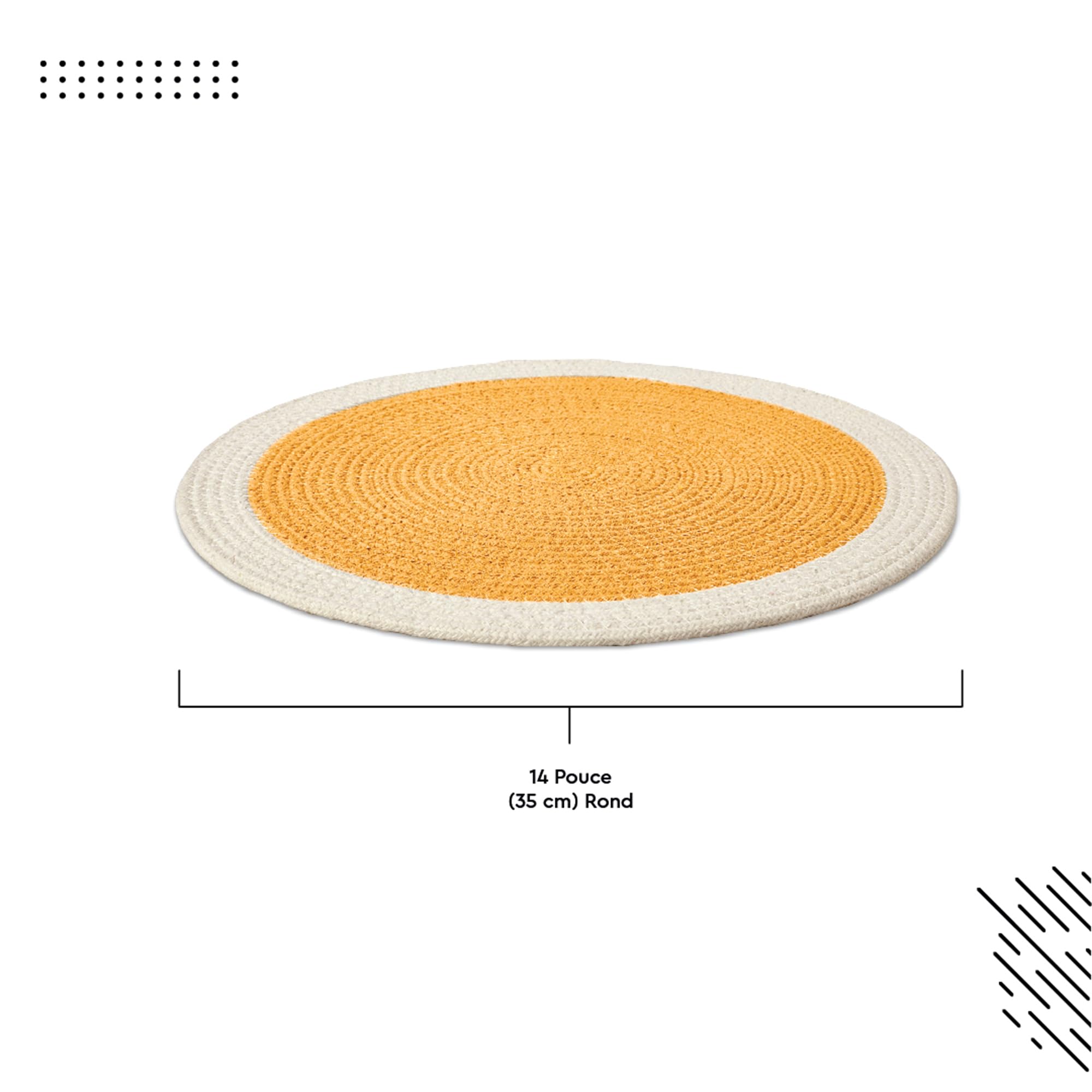 Encasa XO Dining Placemats Set of 4, Yellow & Off White, 32 cm (Pack of 4) - Image 4