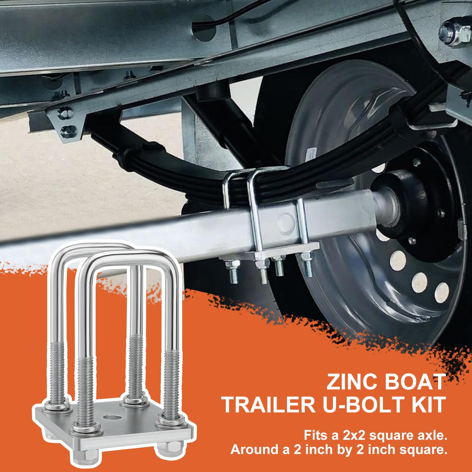 U-Bügel U-Schraube Bügelschraube mit Gewinde M12 50x130mm 2 Sets Quadrat U-bolzen für Bootsanhänger Hochleistungsstahl Bügelbolzen für Auto Abschleppen Schiffen Reparatur