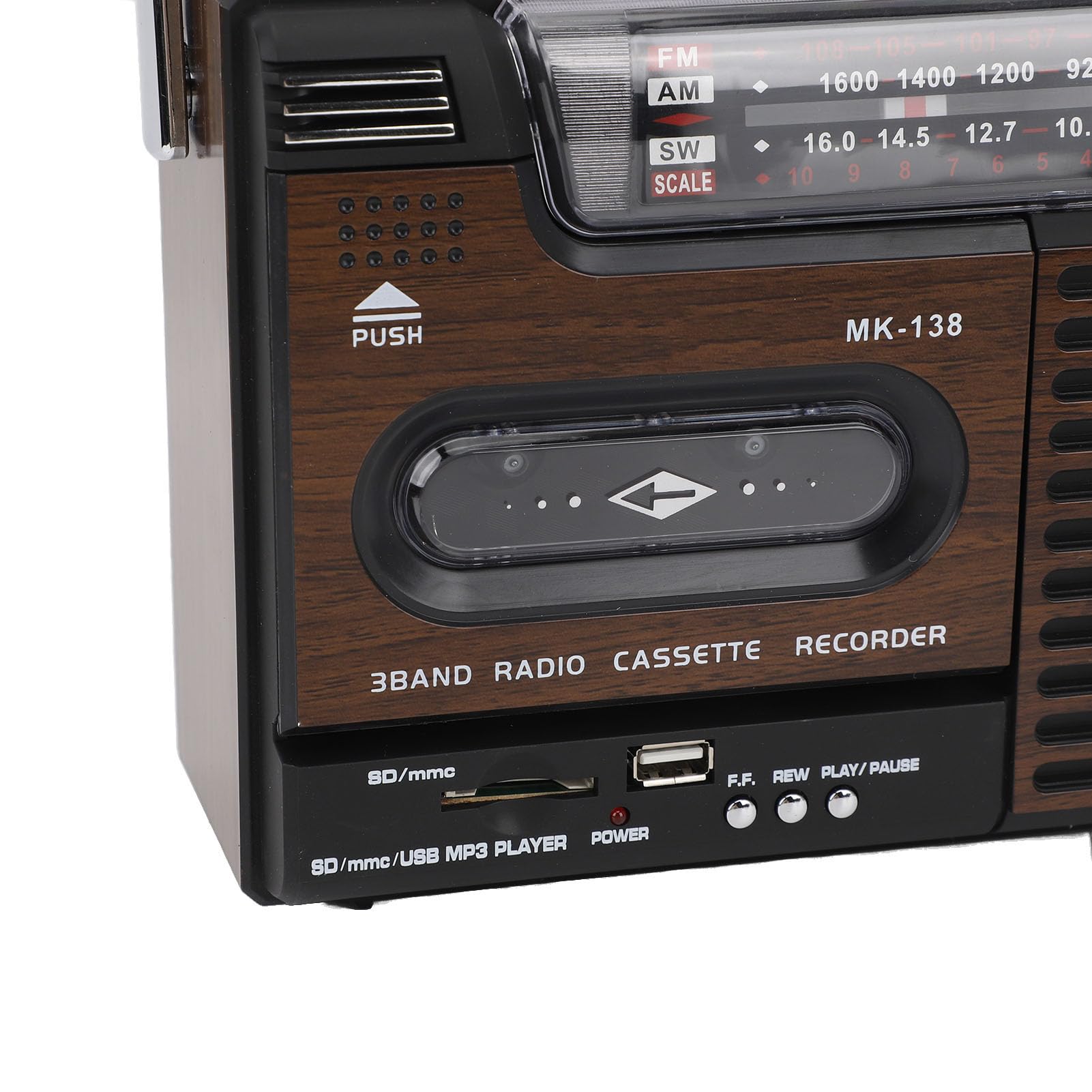 SUNGOOYUE Przenośny Odtwarzacz Kasetowy, 4-pasmowe Radio AM SW FM w Stylu Retro z Gniazdem Karty Pamięci USB i Efektem Bliskiego, do Użytku Domowego w Samochodzie (wtyczka UE) (wtyczka UE)