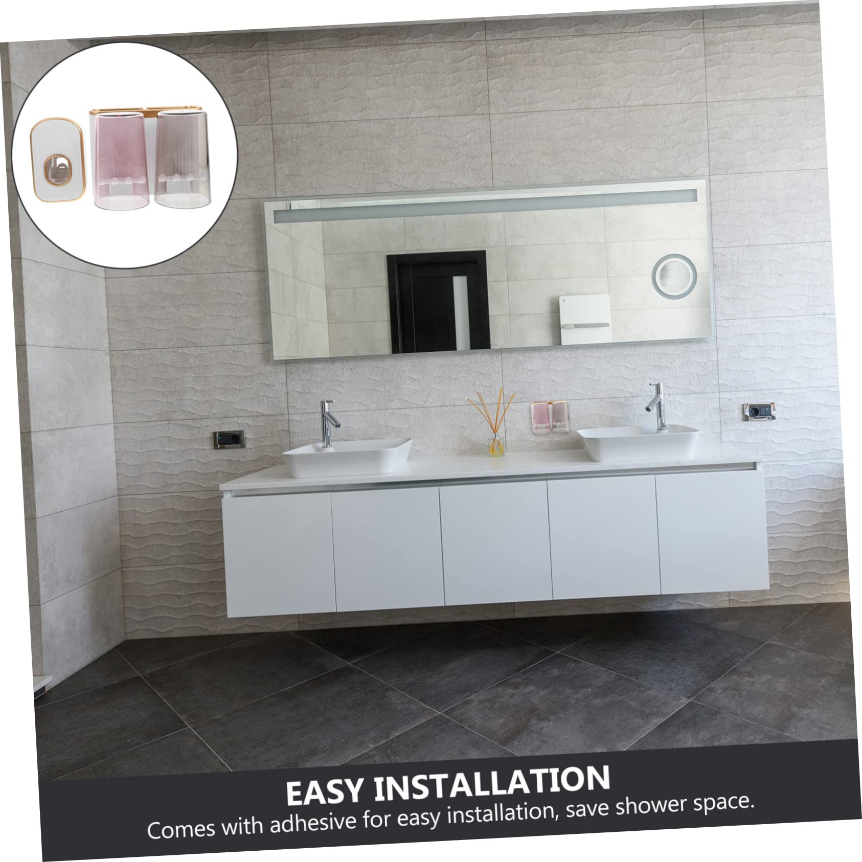 Set Porta Spazzolini Da Denti Per Bagno Installabile A Parete Dispenser Di Dentifricio Porta Bicchiere Oro Set Da 2 Pezzi Richiesto