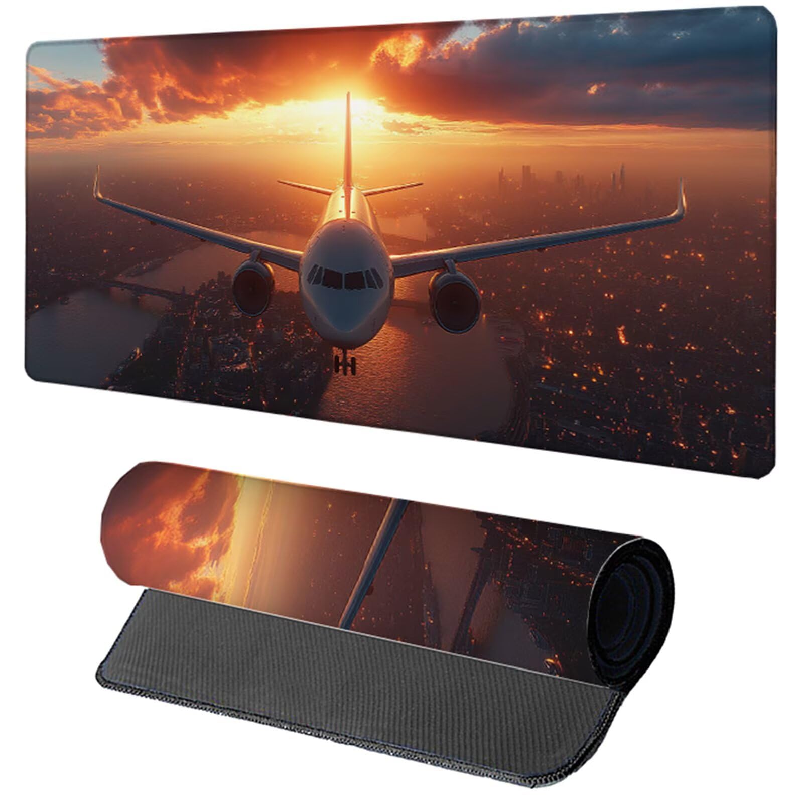 Tappetino Mouse Gaming Nero Tappetino Mouse XXL 1600x800x3mm, Mousepad Aereo Sottomano Scrivania Grande con Bordi Cuciti per Pad PC Accessori Gaming, Ufficio Accessori Scrivania, Regali per Lui R-5099