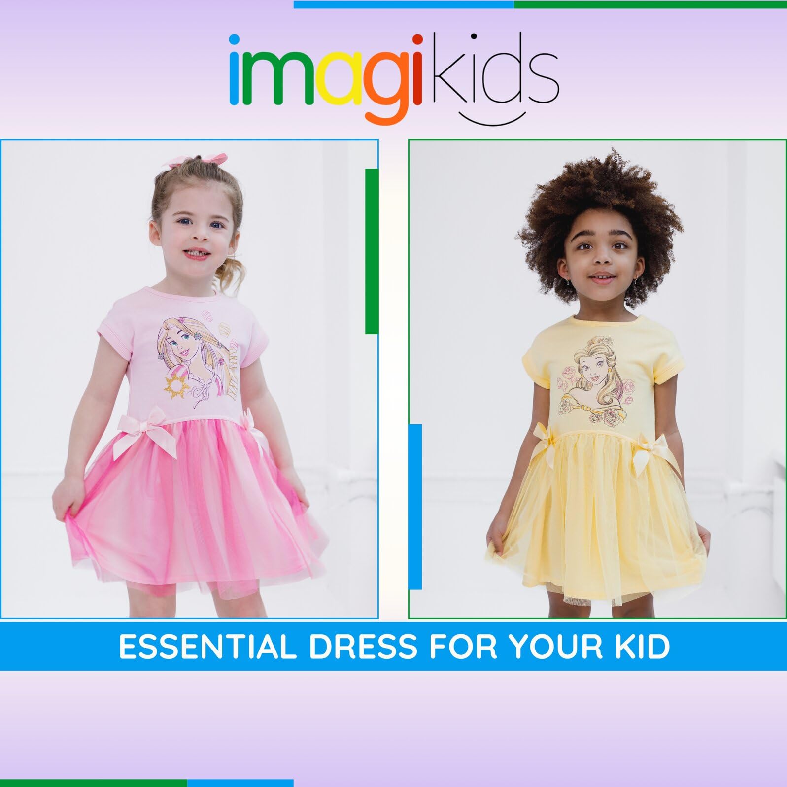 Disney Abito da bambina in tulle e spugna francese per bambine (2T - 14-16)