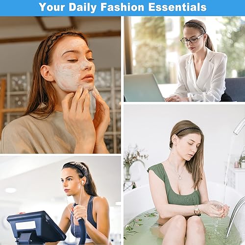 Miniatura 6 de Dazzhues 8 diademas para mujer, antideslizantes, con peine de dientes de tiburones, color negro mate, accesorios para el cabello para niñas, bandas