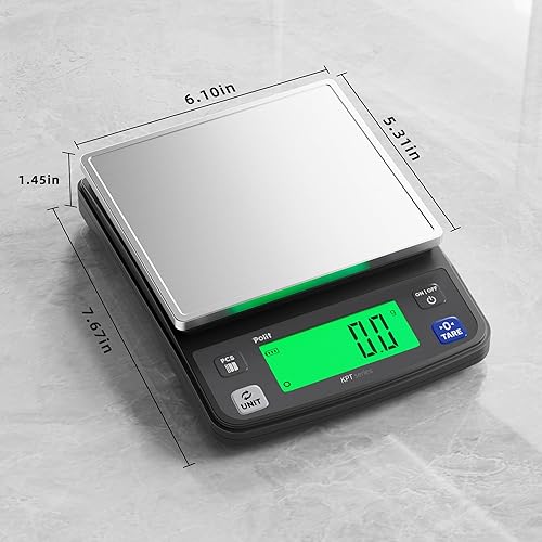 Miniatura 7 de Polit Báscula digital de cocina KPT de 13 libras13.2 lbs0.5 g0.02 oz báscula de precisión para alimentos con pantalla LCD, parte superior de acero