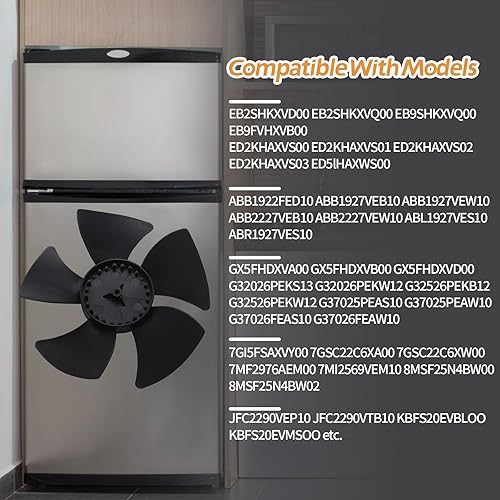 Miniatura 5 de W10156818 - Cuchilla del ventilador del motor del condensador del refrigerador compatible con Whirlpool Kenmore Jenn-Air Amana Admiral Norge