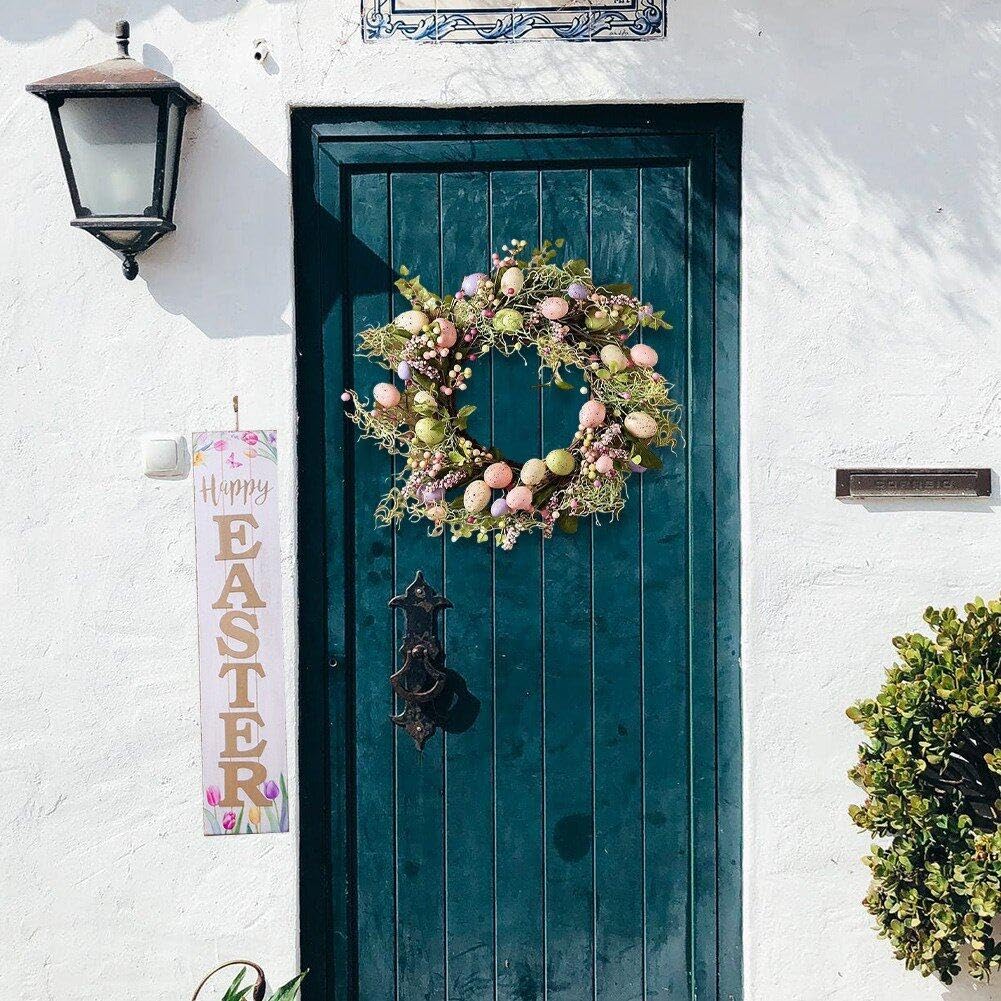 Fxndknjks Décorations De Pâques - Couronne D'œufs De Pâques à Suspendre - Couronne De Printemps Pour Guirlandes, Cheminée, Décoration D'intérieur