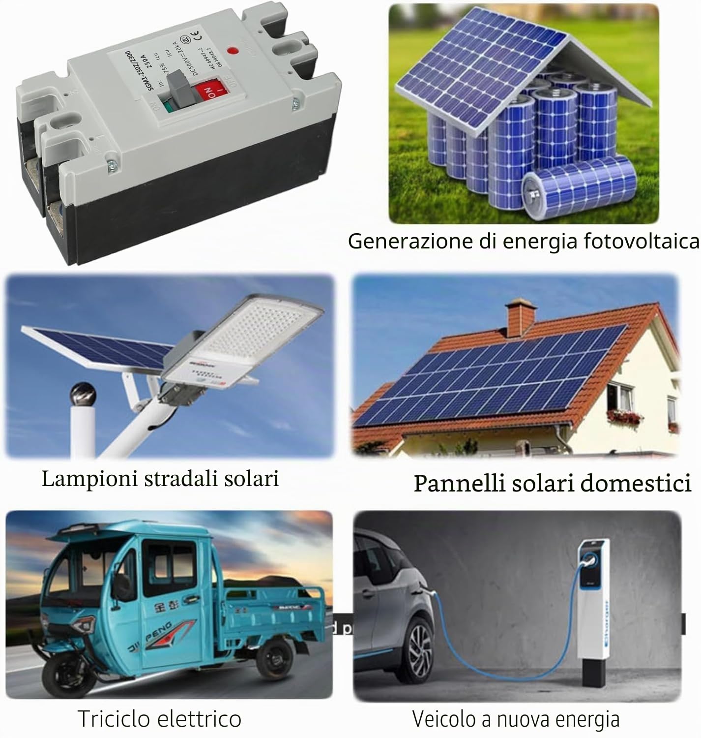 Interruttore Dell'interruttore Automatico 2P DC MCCB Interruttore Principale Solare Interruttore di Protezione della Batteria Isolatore 500V 250A