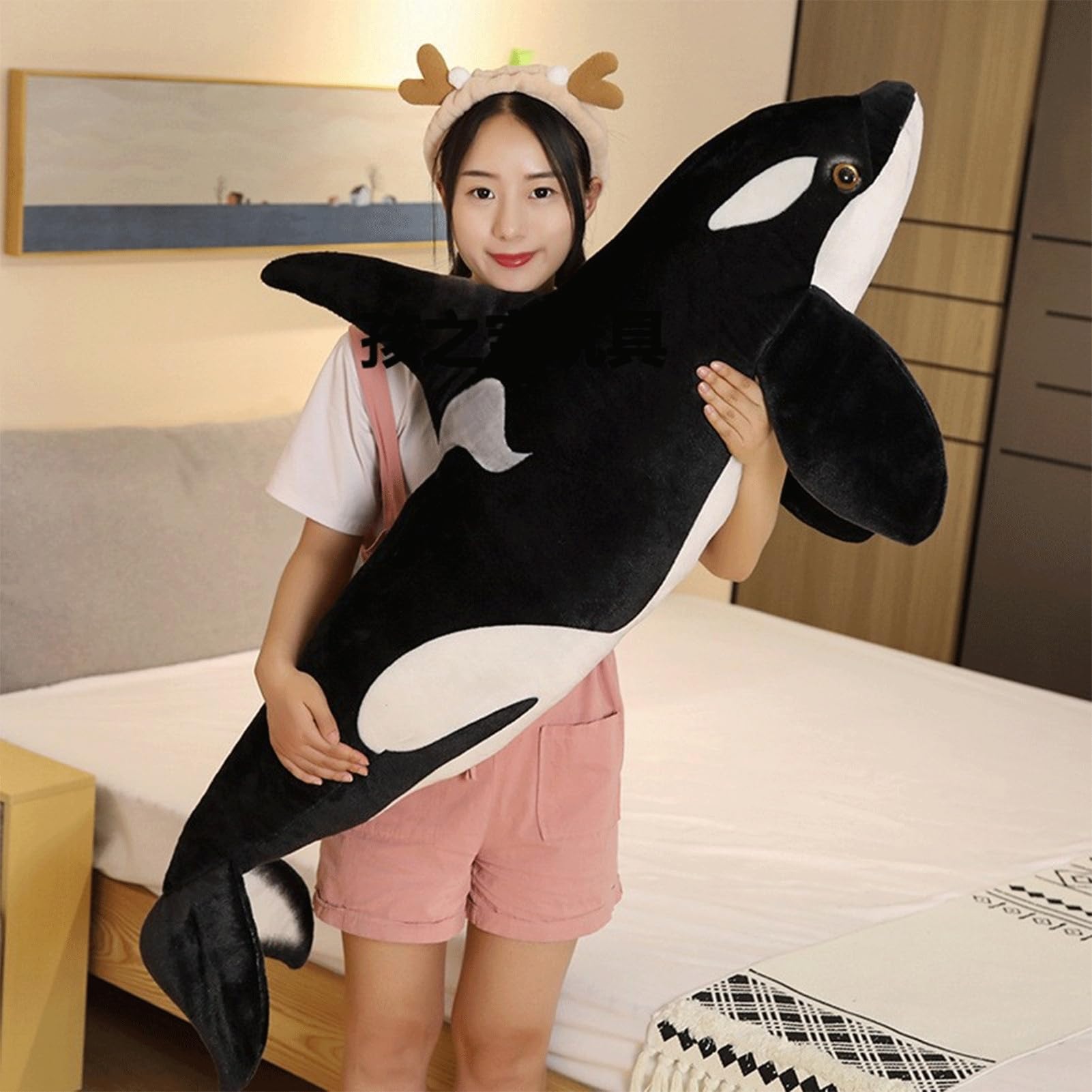 Realistisches Orca-Wal-Plüschkissen, großes Meereswild-Stofftier, Sofakissen, Heimbettdekoration, for Kinder und Erwachsene(130cm/51in)