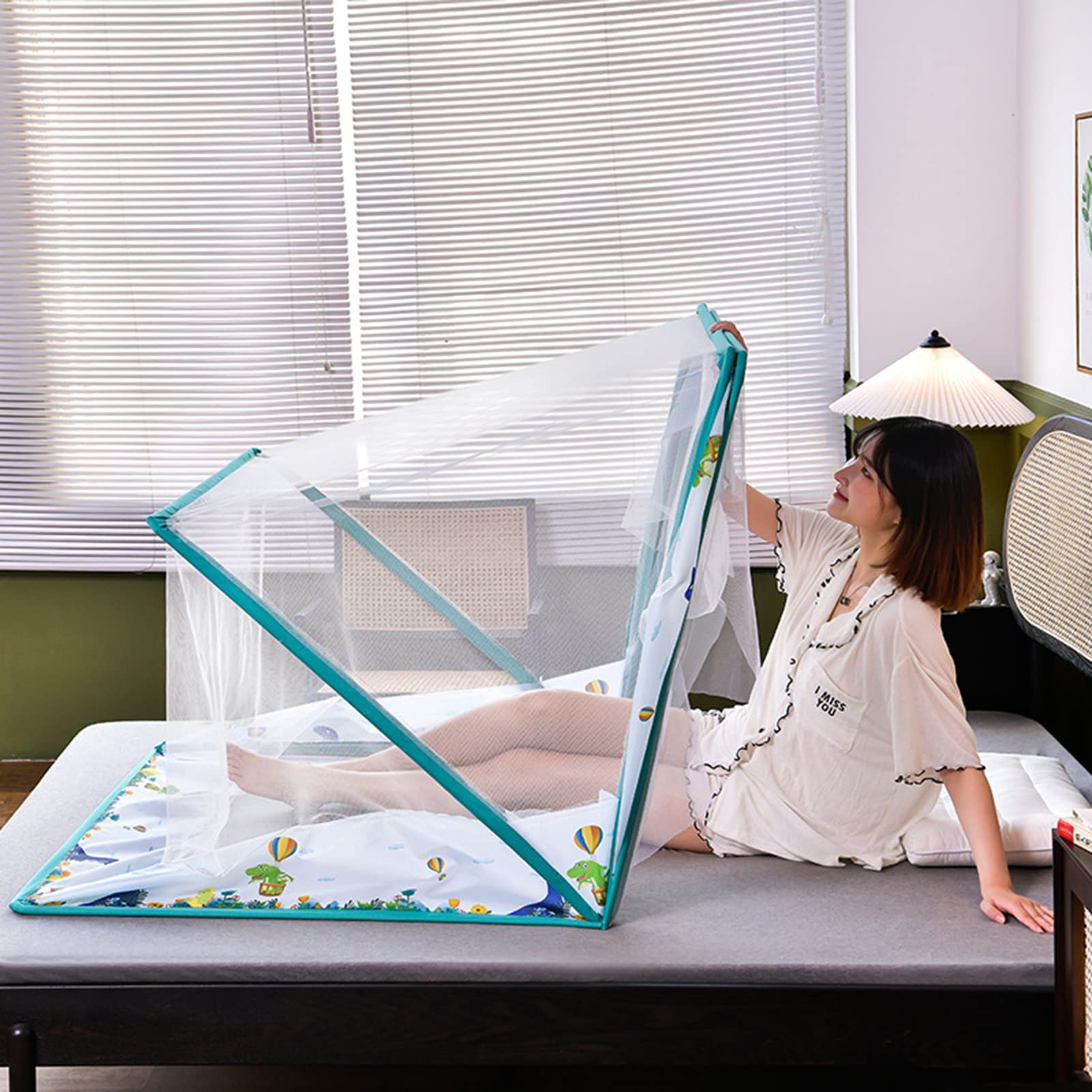 Mosquitera portátil, mosquitera para Adultos, Dosel para Cama, mosquitera Transpirable y Lavable, no Requiere instalación, mosquitera para Exteriores, Camping, Viajes, Amarillo, 16