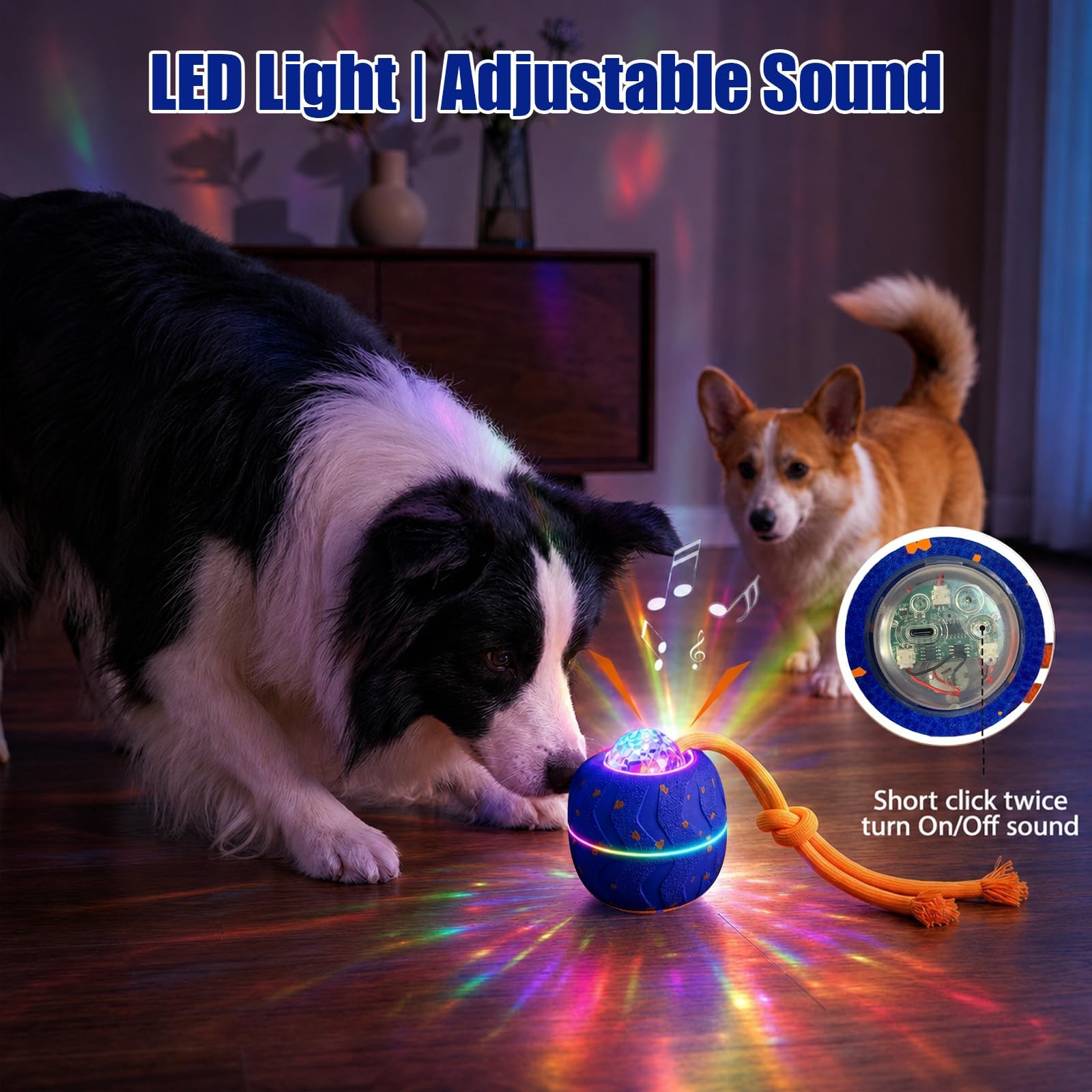 Jouet interactif intelligent pour chien, jouet d'enrichissement pour chien, balle d'aboiement pour chien, matériau E-TPU, jouet électrique à mouvement automatique et roulant pour chien avec