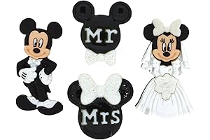 Dress It Up Disney Wedding Mickey and Minnie Mouse Jibbitz Buttons for Custom Clog Decoration