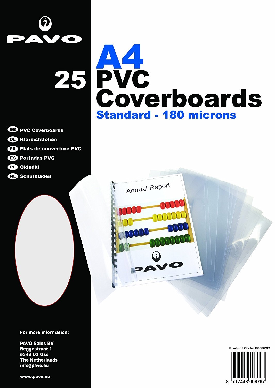 PAVO A4 180 Micron PVC Glass Cover - Clear (Pack of 25)