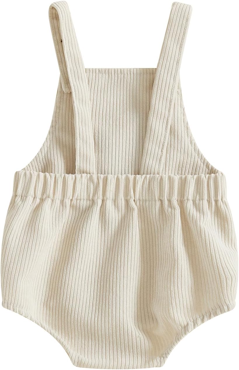 Infant Boy 1/2 Birthday Outfit Baby Sleeveless Romper Corduroy Bodysuit - Image 4