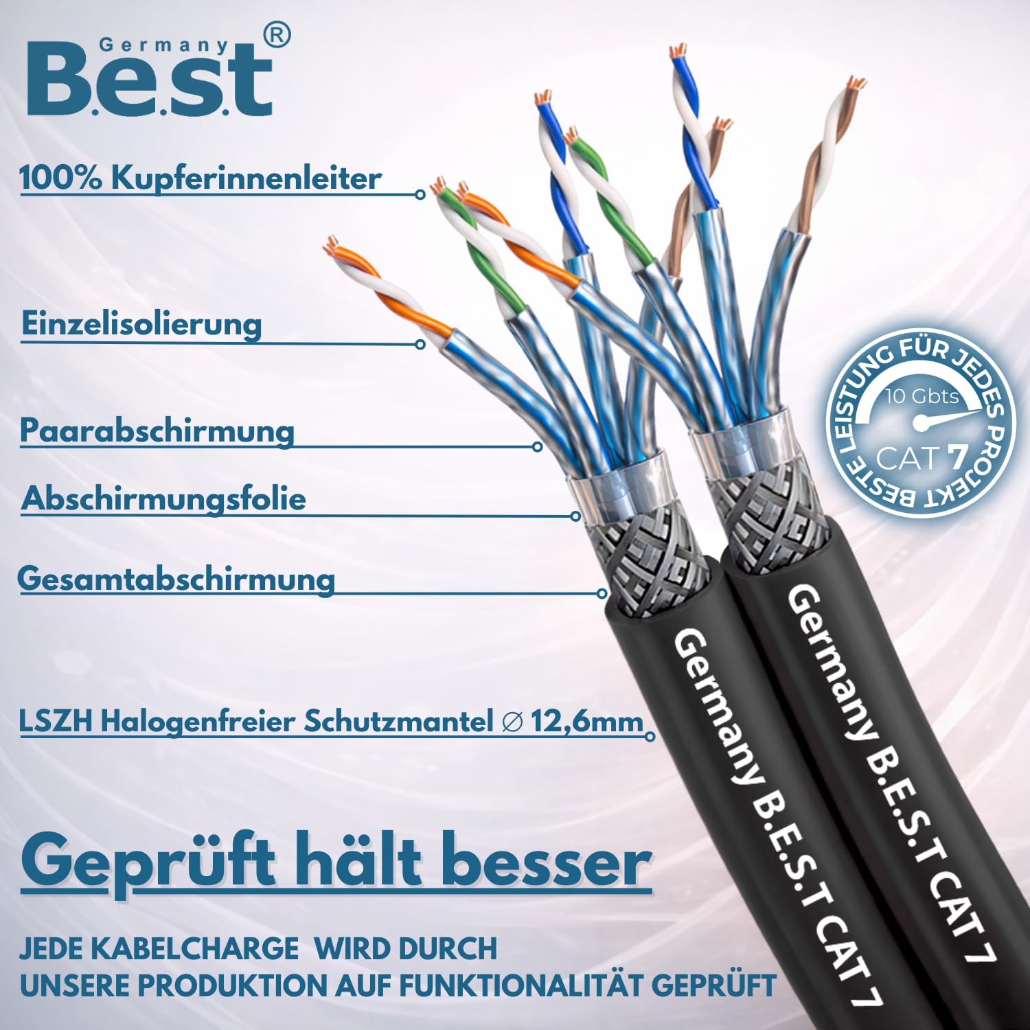DIGITUS 50 m Cat 7 Netwerkkabel - S-FTP (PiMF) Simplex - BauPVO Dca - LSZH Halogeenvrij - 1200 MHz Koper AWG 23/1 - PoE Compatible - LAN Kabel Installatie Kabel Ethernet Kabel - Oranje