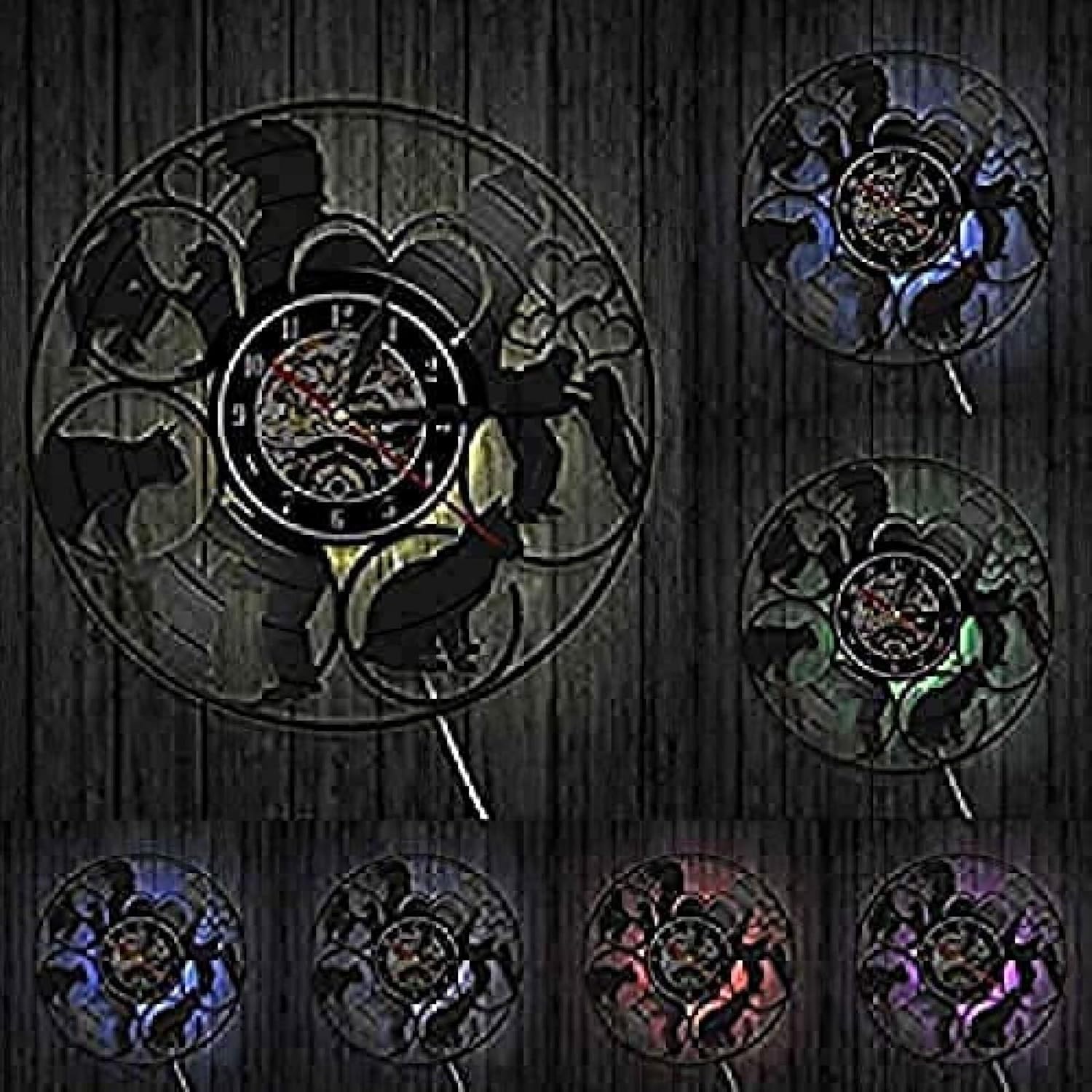 Wall Clock Battery Operated Silent Non-Ticking 12 Inch Vinyl Pet Grooming Vinyl Record Clock Pet Health Clinic Pet Hospital Wall Sign Dog Cat Grooming Wall Decorative Wall Clock