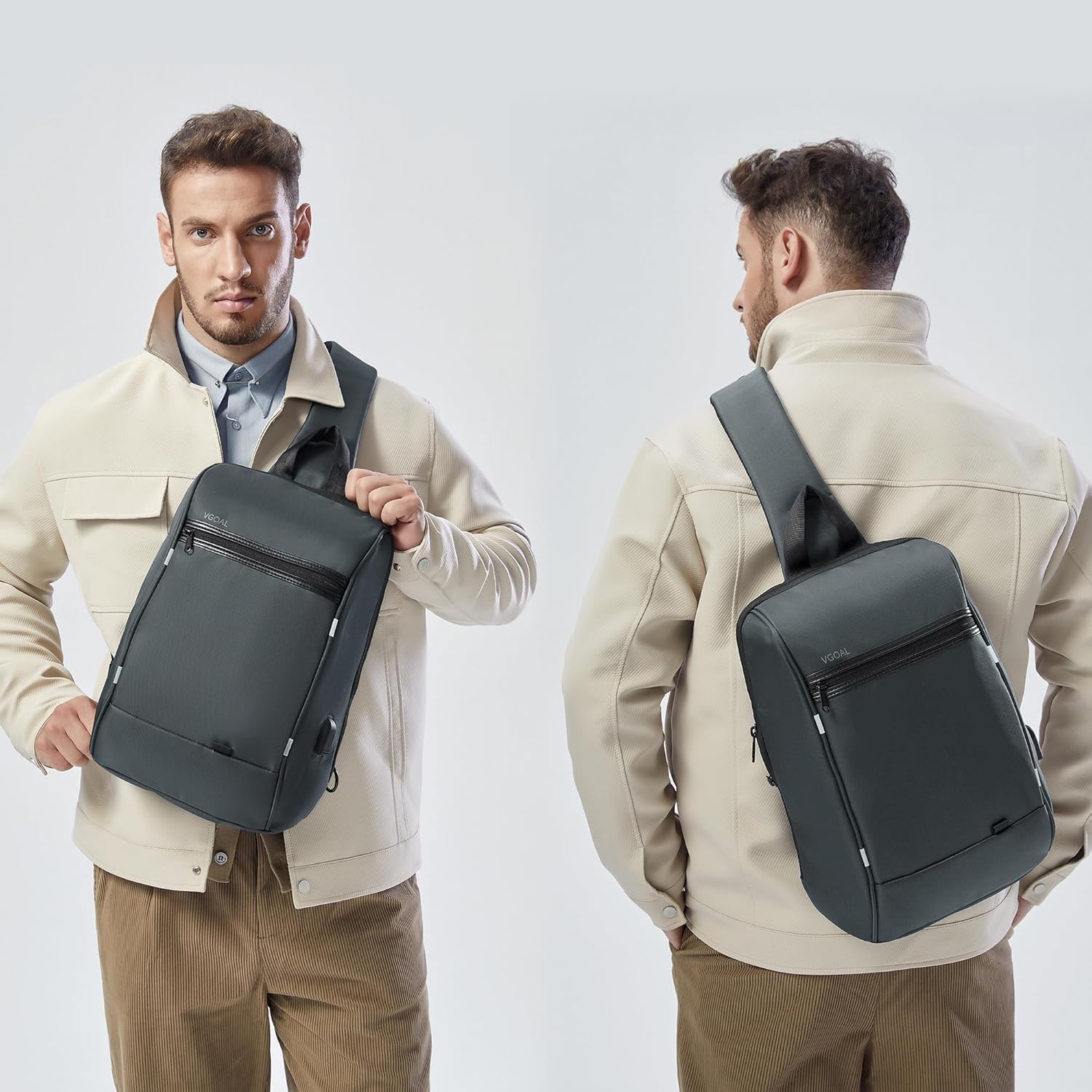Kingsons 13" Anti-Theft Laptop Sling Backpack. Waterproof nylon, USB port. Ideal for travel, hiking, camping. (FG6301-Black)