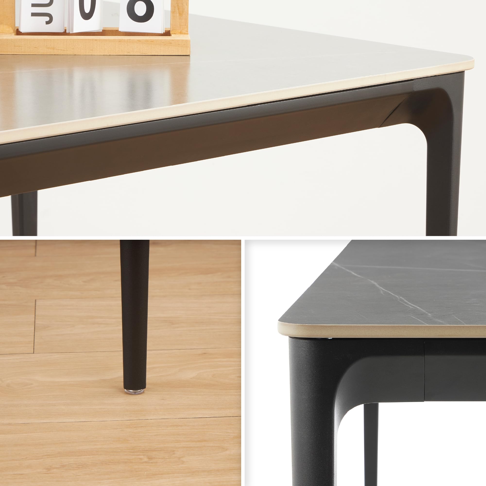 Conjunto de Mesa y 4 sillas Ruth Wendy - Mesa de cerámica sinterizada de 140 x 80 cm con sillas de Polipropileno, diseño Elegante y Moderno, fácil de Limpiar, para Interiores y Exteriores