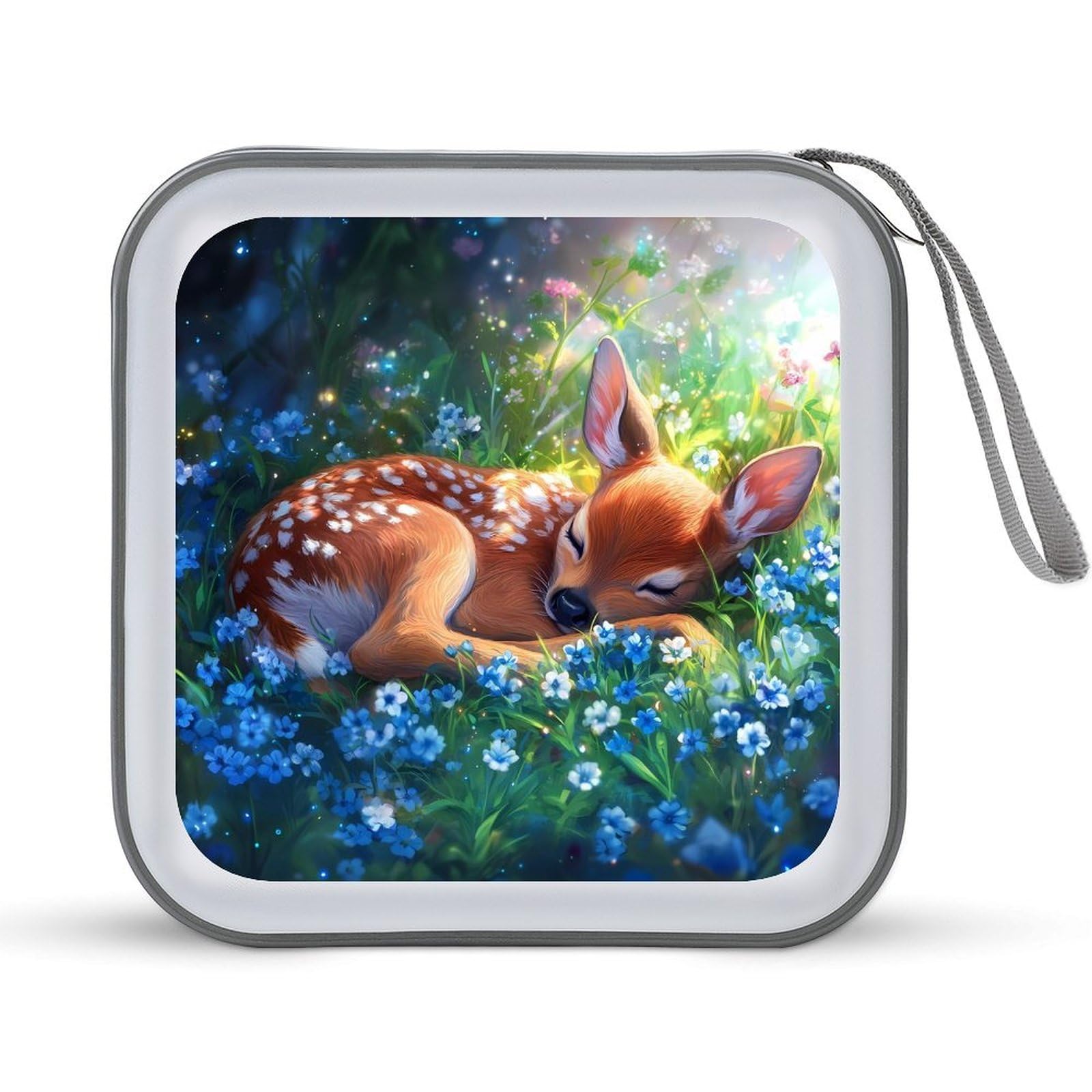 Fawn Deer Flowers CD Case Portable DVD Holder Storage Organizer for Home Travel